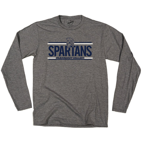 District Perfect Triblend Long Sleeve Tee - Grey Frost - Spartans with Lines Logo