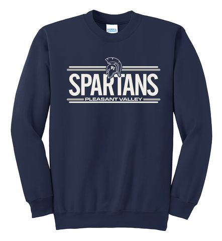 Navy Port & Co. Crewneck Sweatshirt - SPARTANS with Lines Logo