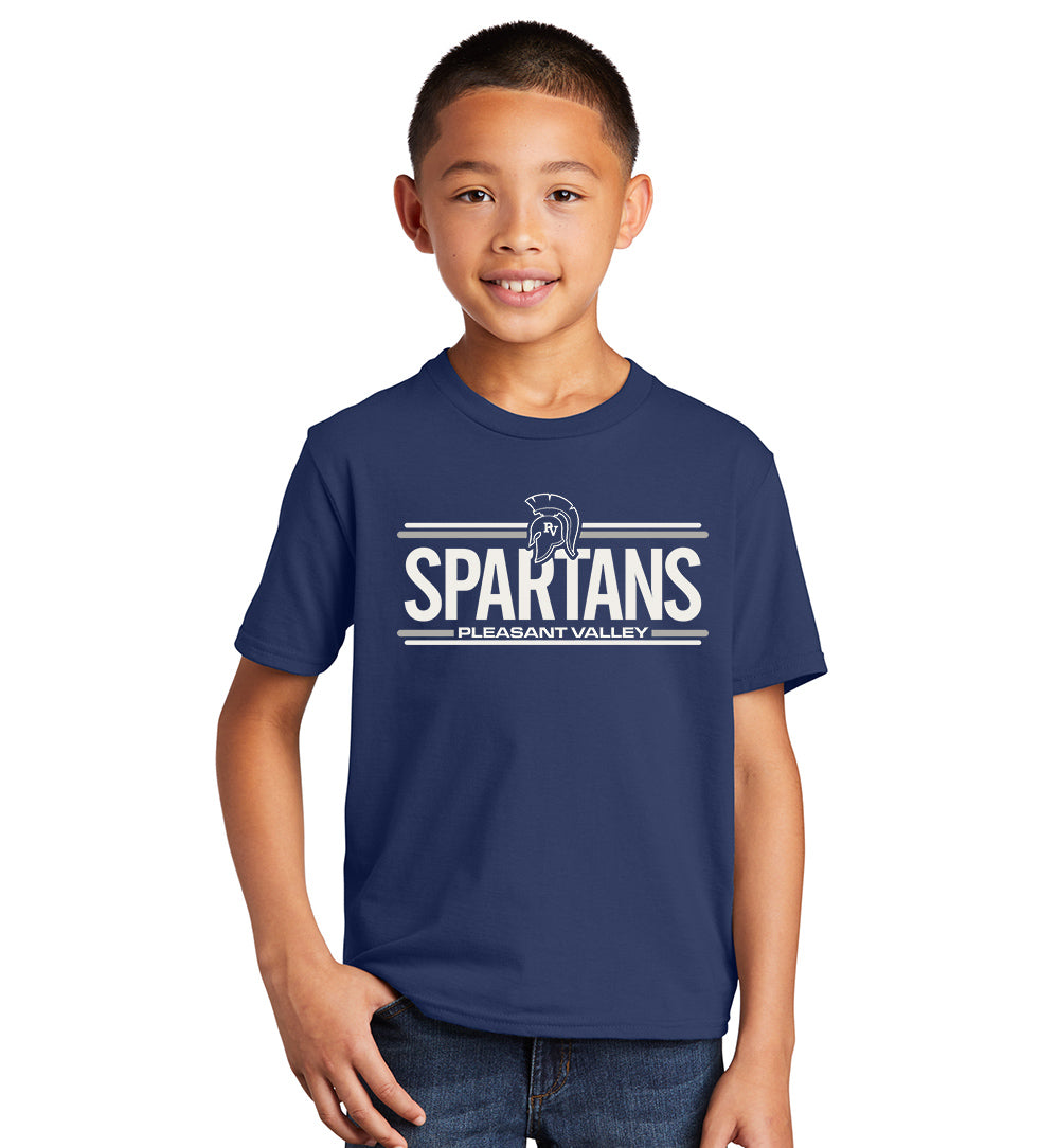 Navy SS Tee - SPARTANS with Lines