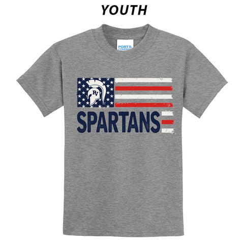 USA Youth 50/50 T-shirt - Spartans Flag Logo (avail in YS-YL)