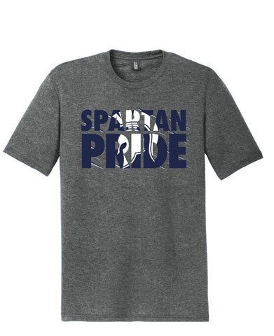 Charcoal Grey Triblend Tee with Spartan Pride Logo