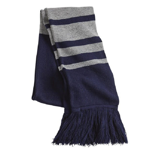 NEW! Scarf - Gray and Navy Stripe