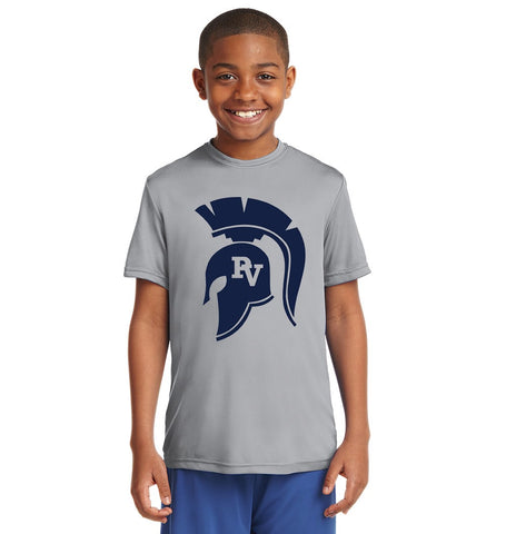 Youth Sport-Tek Competitor Performance T-shirt with Large Spartan Head Logo - Grey