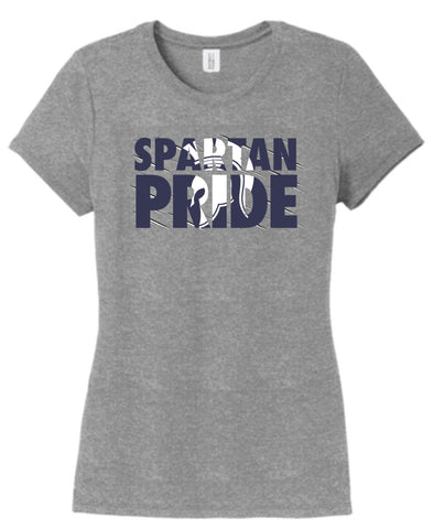 Ladies District Made Triblend T-shirt with Spartan Pride Logo - Grey Frost
