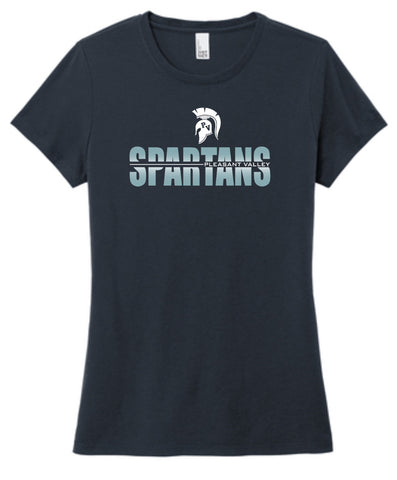 Ladies District Made Triblend T-shirt with Split Spartan Logo - Navy