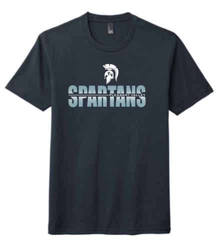 District Made Triblend T-shirt with Split Spartan Logo - Navy (Youth & Adult sizes available)