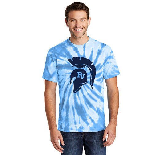 tie-dye tee- Spartan Head - light blue