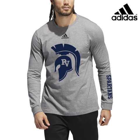 Adidas Fresh BOS Long Sleeve Tee - Large Spartan Head Logo -Medium Grey Heather