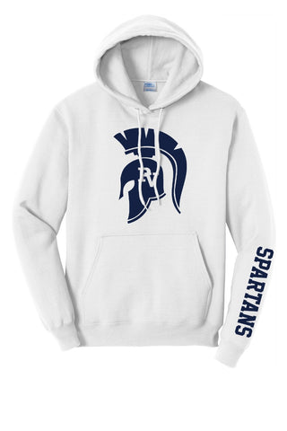 Hoodie with Large Spartan Head Logo - White