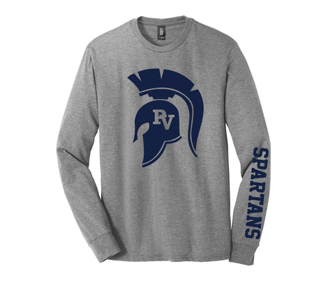 District Tribend Long Sleeve with Large Spartan Head Logo - Grey Frost