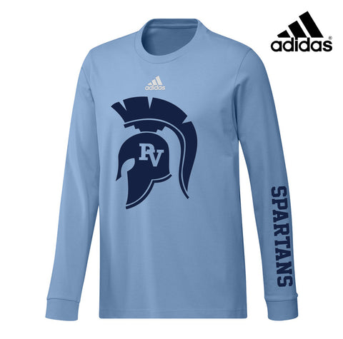 Light Blue Adidas Fresh BOS LS Tee - Large Spartan Head Logo (avail in L-3X)