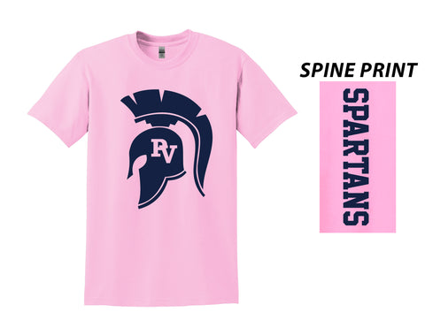 Pink 50/50 Tee with Large Spartan Head Logo