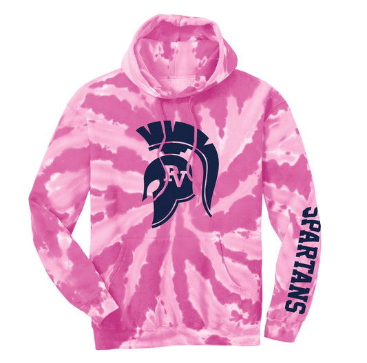 Pink Tie Dye Hoodie - Spartan Head