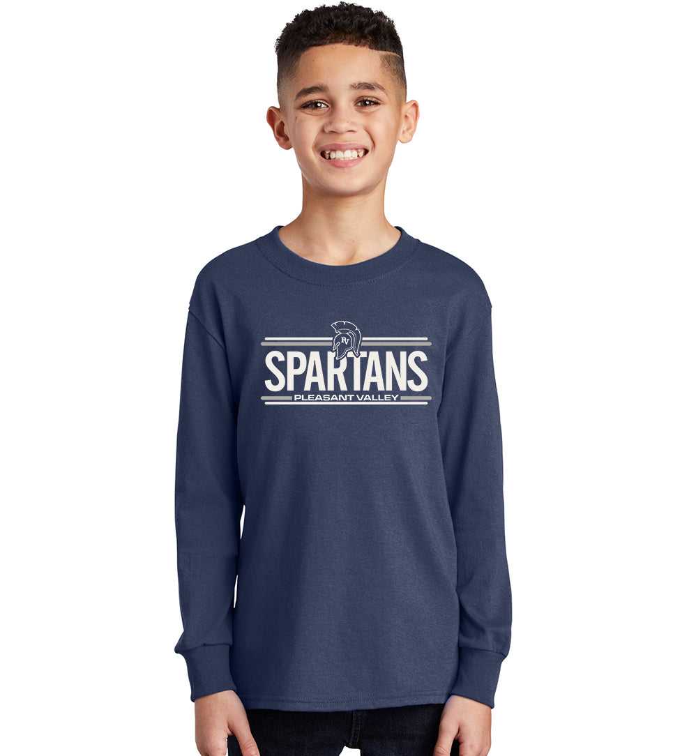 Navy LS Tee - SPARTANS with Lines