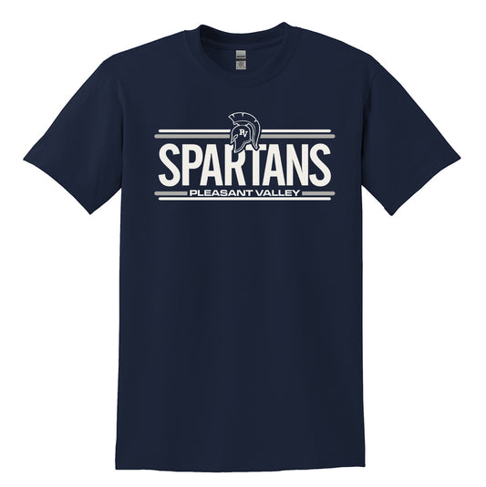 Navy 50/50 Tee - SPARTANS with Lines