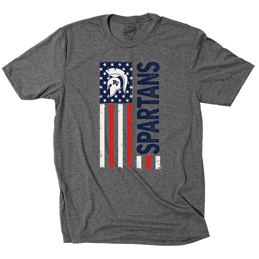 Triblend Tee - Spartans Vertical Flag - Grey