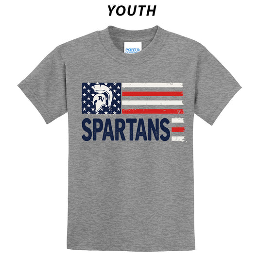 Youth Tee - Spartans Vertical Flag - Grey