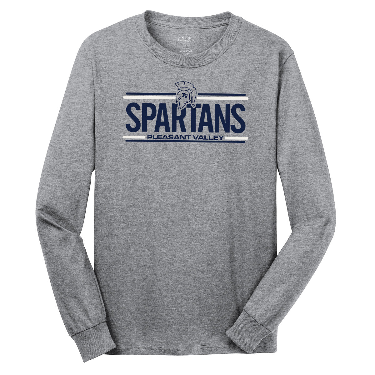 Youth LS Tee - Spartans with Lines - Grey