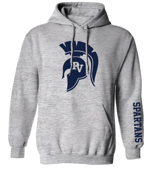 Hoodie with Large Spartan Head Logo - Grey – Pleasant Valley Spartan ...