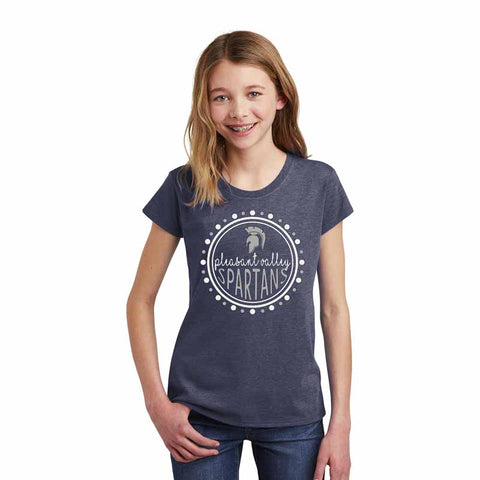 District Girls Tee w/ dotted circular logo - navy frost