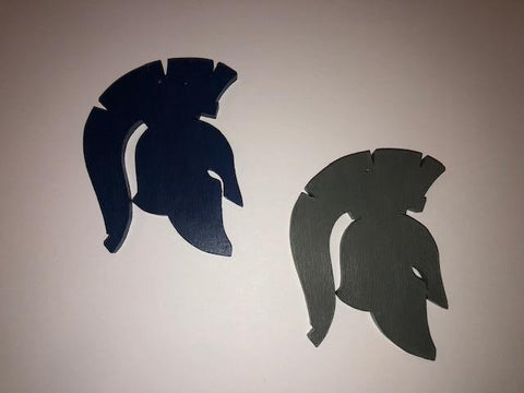 Hand Carved Wooden Spartan Head Ornaments